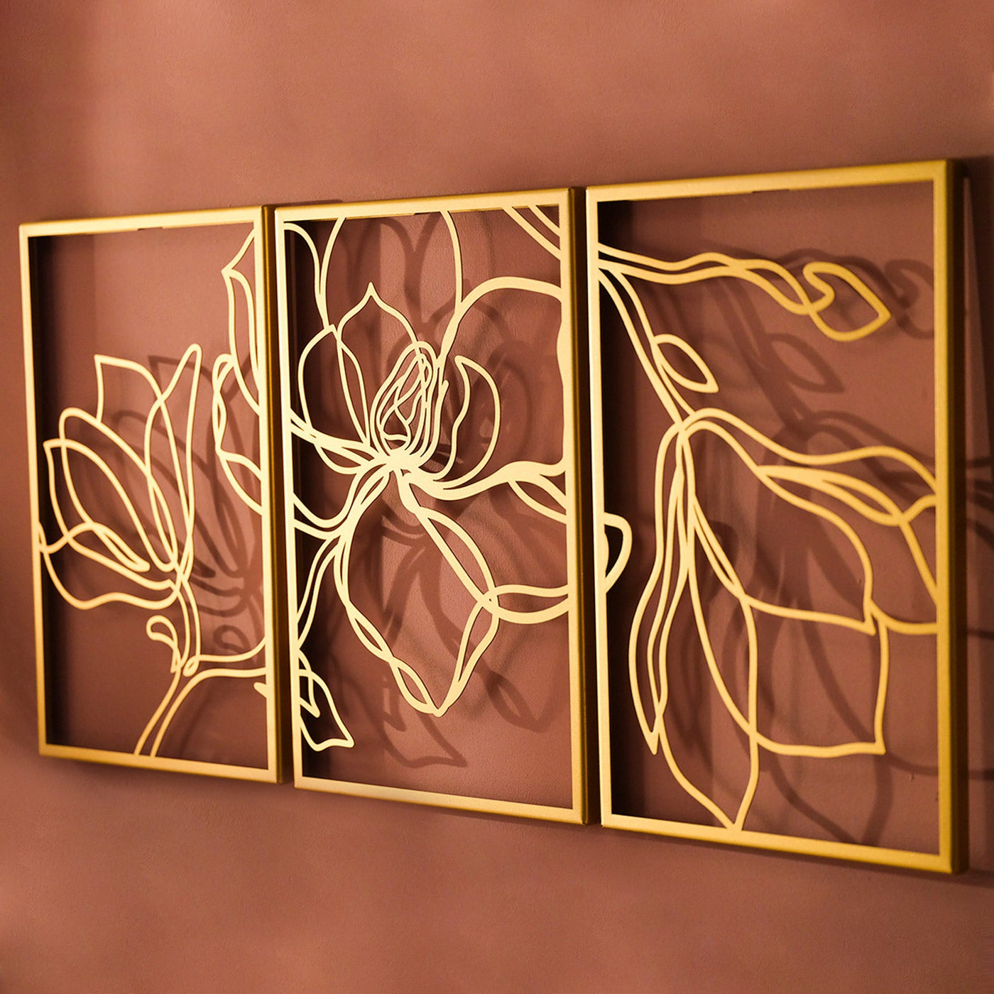 Floral Metal Wall Art Set of 3  - Living Room Decor