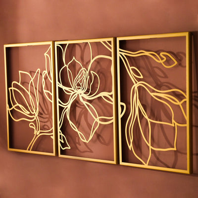 Floral Metal Wall Art Set of 3  - Living Room Decor