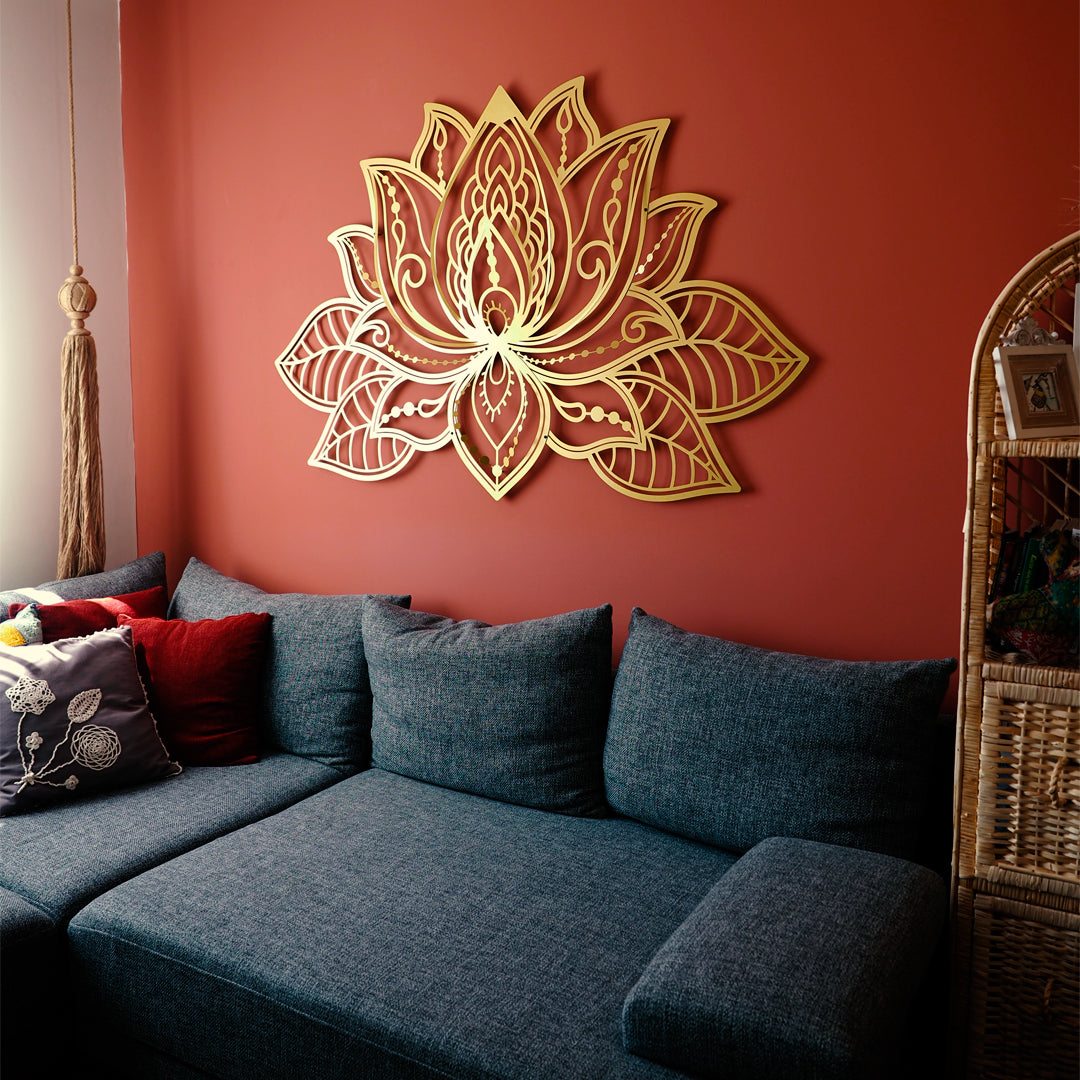 3D Metal Lotus Mandala Wall Art - Spiritual Wall Decor