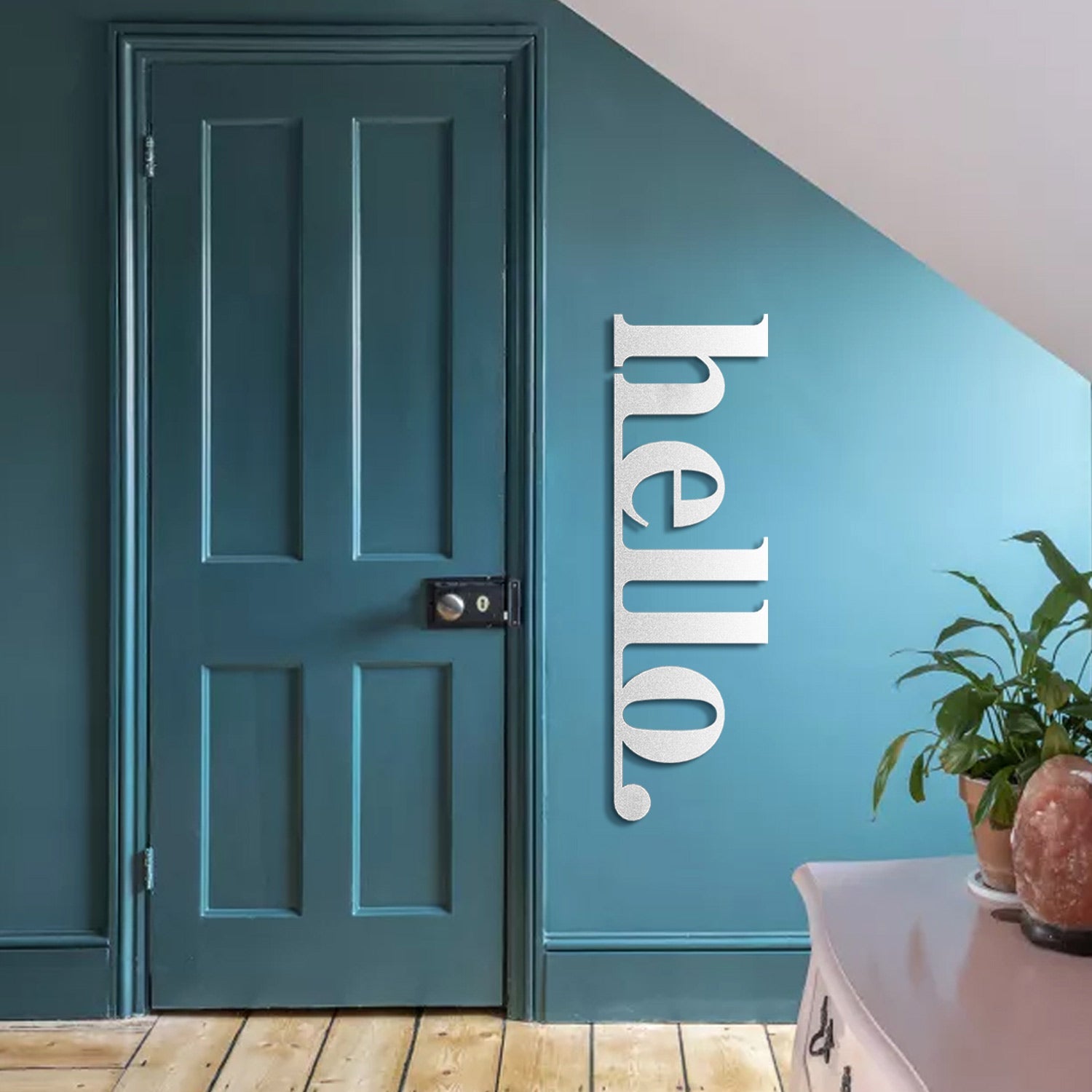 Hello Vertical Metal Wall Art – Artepera