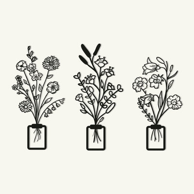 Flowers in Vase Set of 3