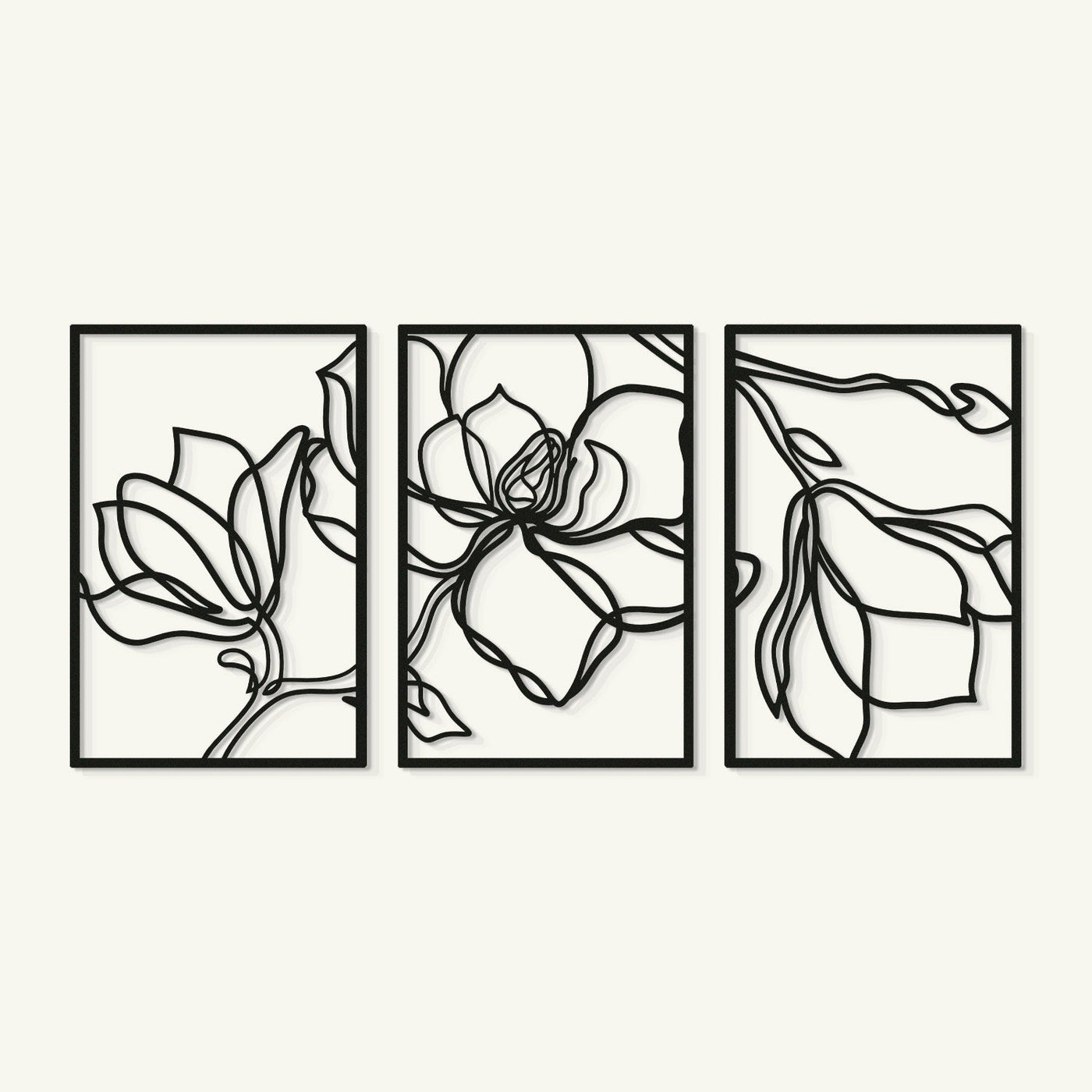 Floral Metal Wall Art Set of 3  - Living Room Decor