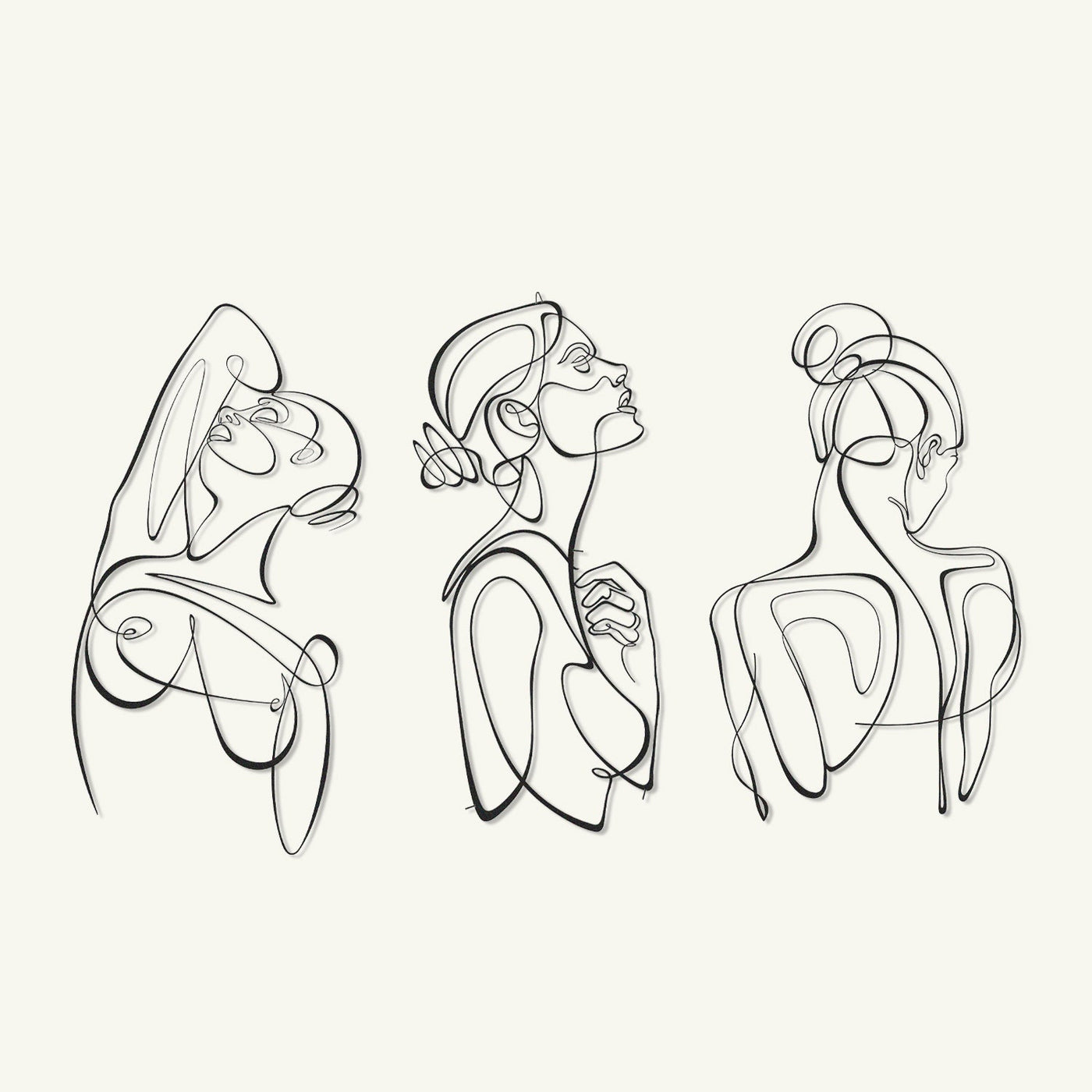 Woman Body Silhouette Line Art Set of 3