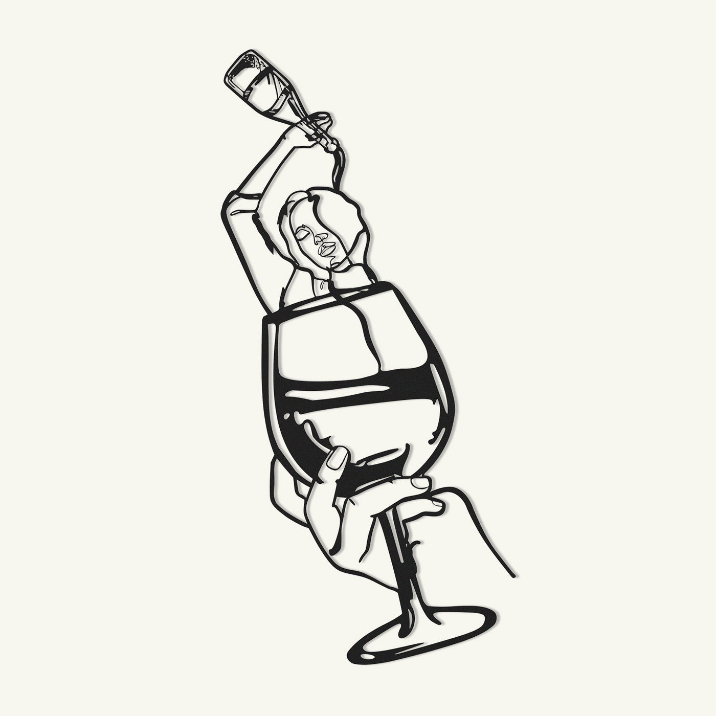 Glass of Wine Girl Line Art