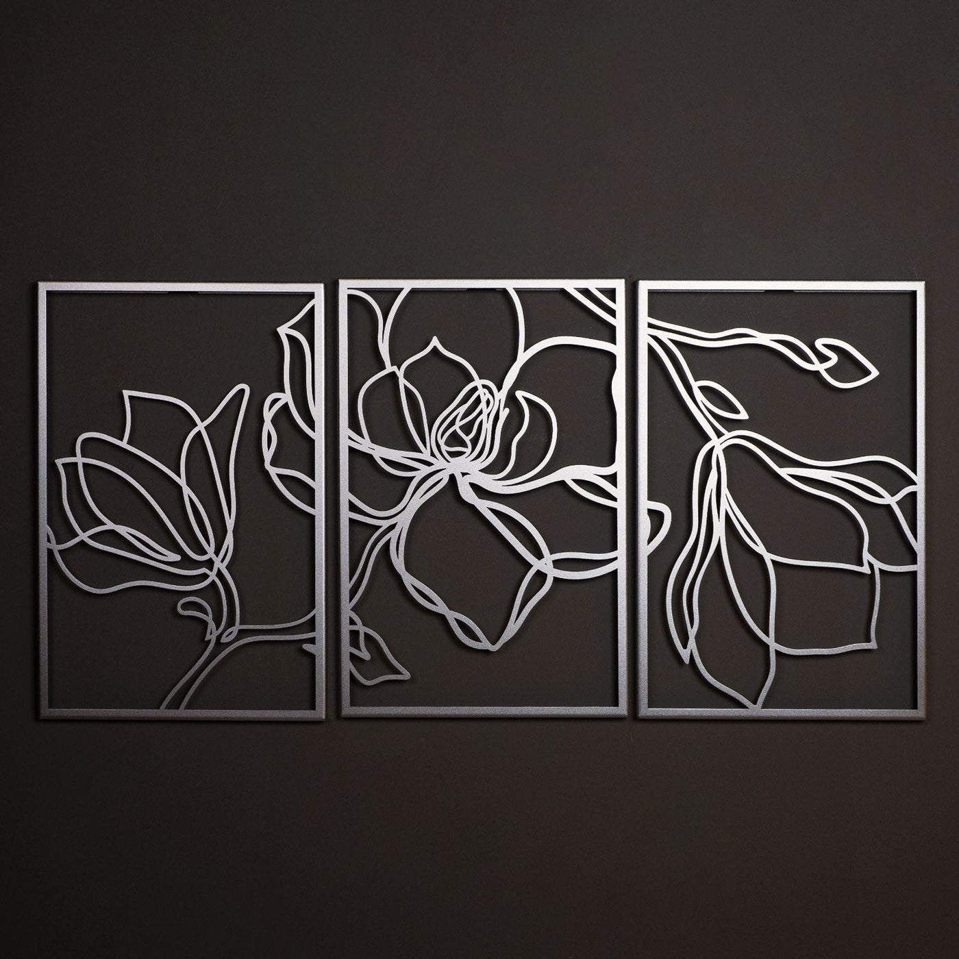 Floral Metal Wall Art Set of 3  - Living Room Decor