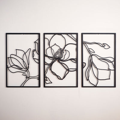 Floral Metal Wall Art Set of 3  - Living Room Decor