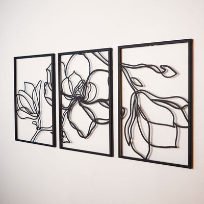 Floral Metal Wall Art Set of 3  - Living Room Decor