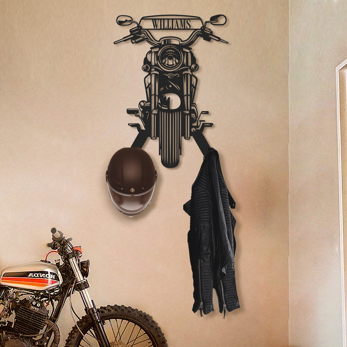 Personalized Motorcycle Helmet Wall Hanger