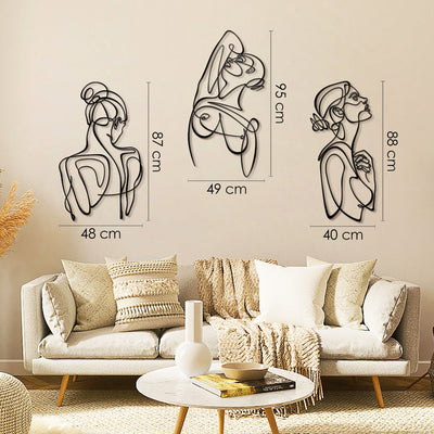 Woman Body Silhouette Line Art Set of 3