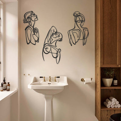 Woman Body Silhouette Line Art Set of 3