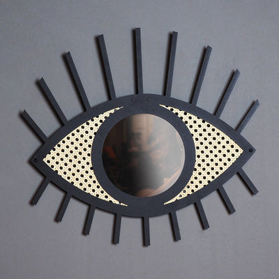 Metal Rattan Eye Mirror Wall Art - APT400