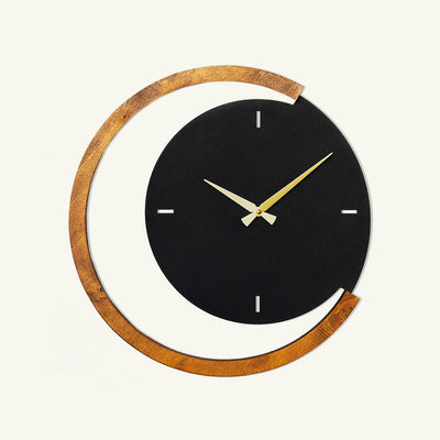 Moon Time Wooden Metal Wall Clock - APS117