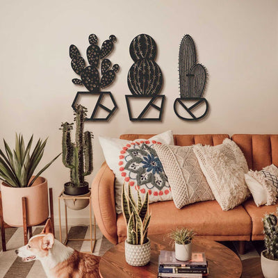 Cactus 3 Set, Metal Home Decor, Modern Wall Art, Bohemian, Lifestyle, Popular