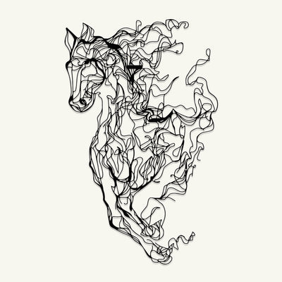 Metal Horse Line Art - APT724