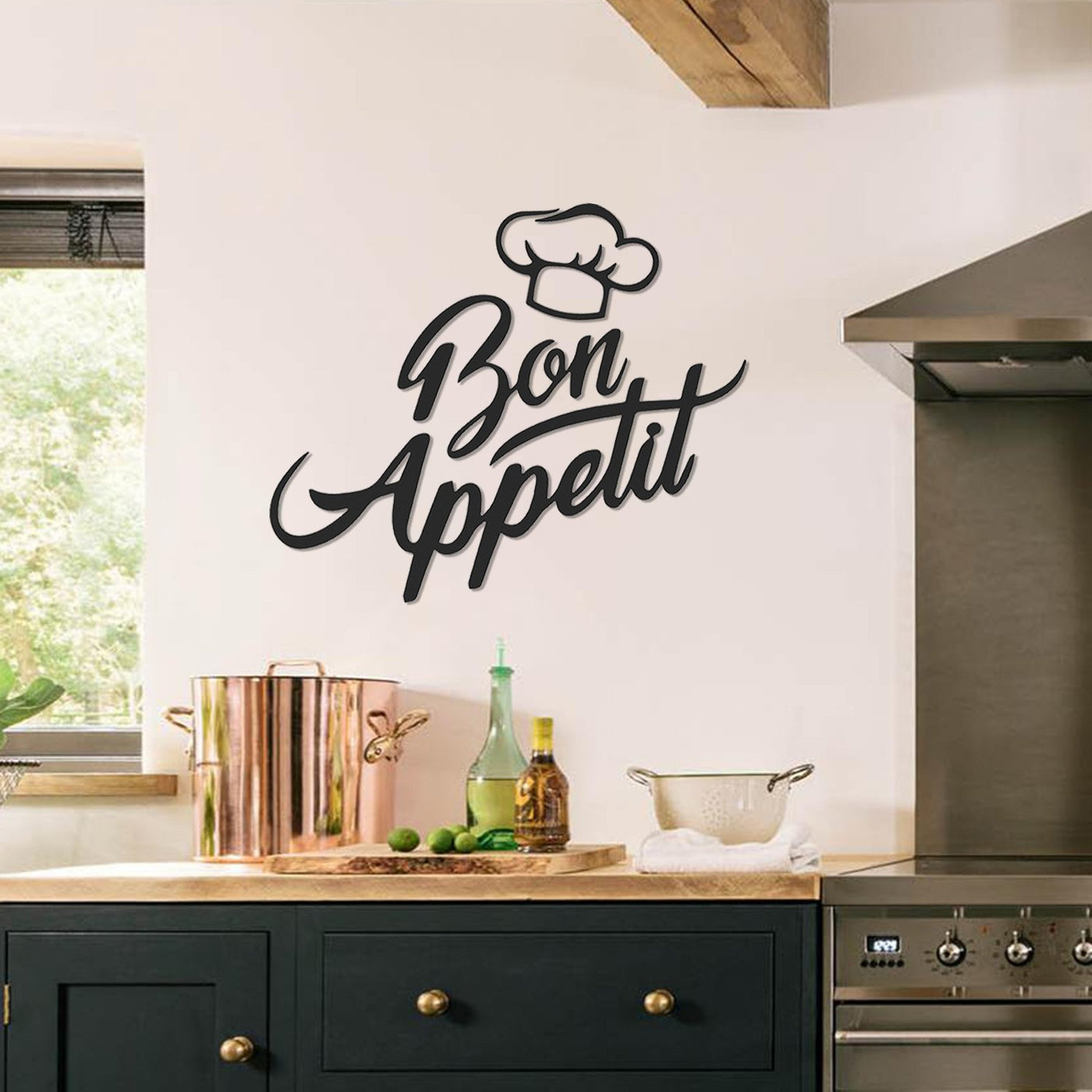 Bon Appetit, Enjoy, Meal, Modern Art, Wall Sign, Kitchen