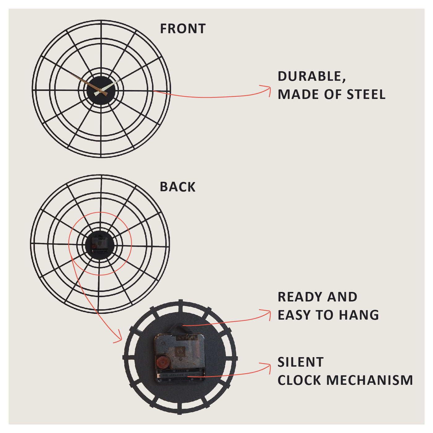 Chronometry Metal Wall Clock