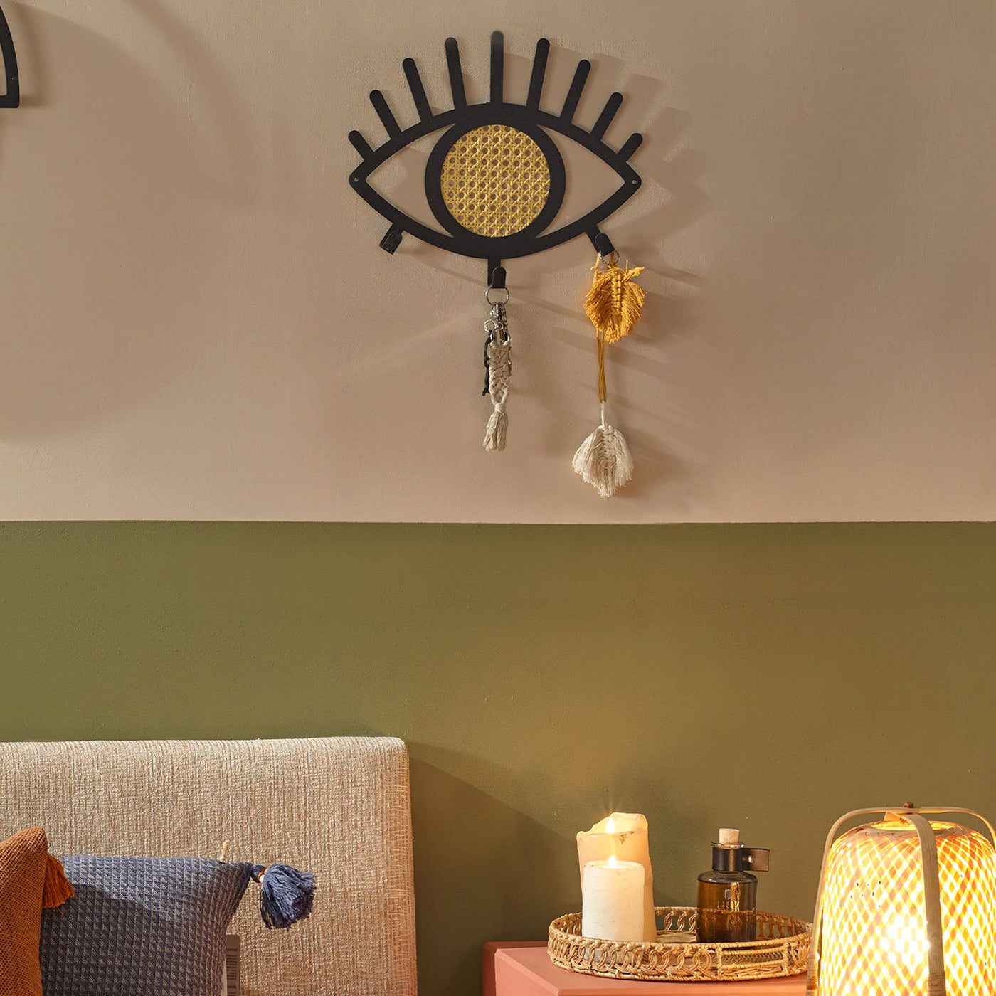 Rattan Eyes, Metal Wall Hanger, Mindfulness, Home Decoration, Interior Design