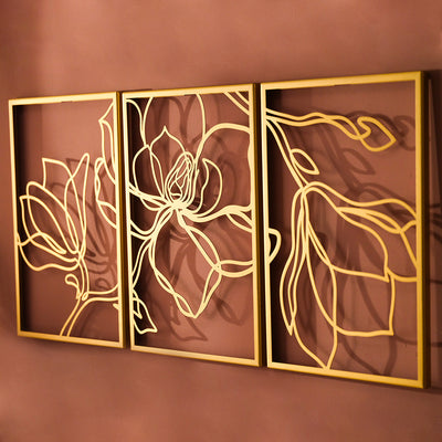 Floral Line Metal Wall Art Set of 3 - APT529