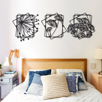 Dandelion Flowers Metal Wall Art Set of 3 - APT729