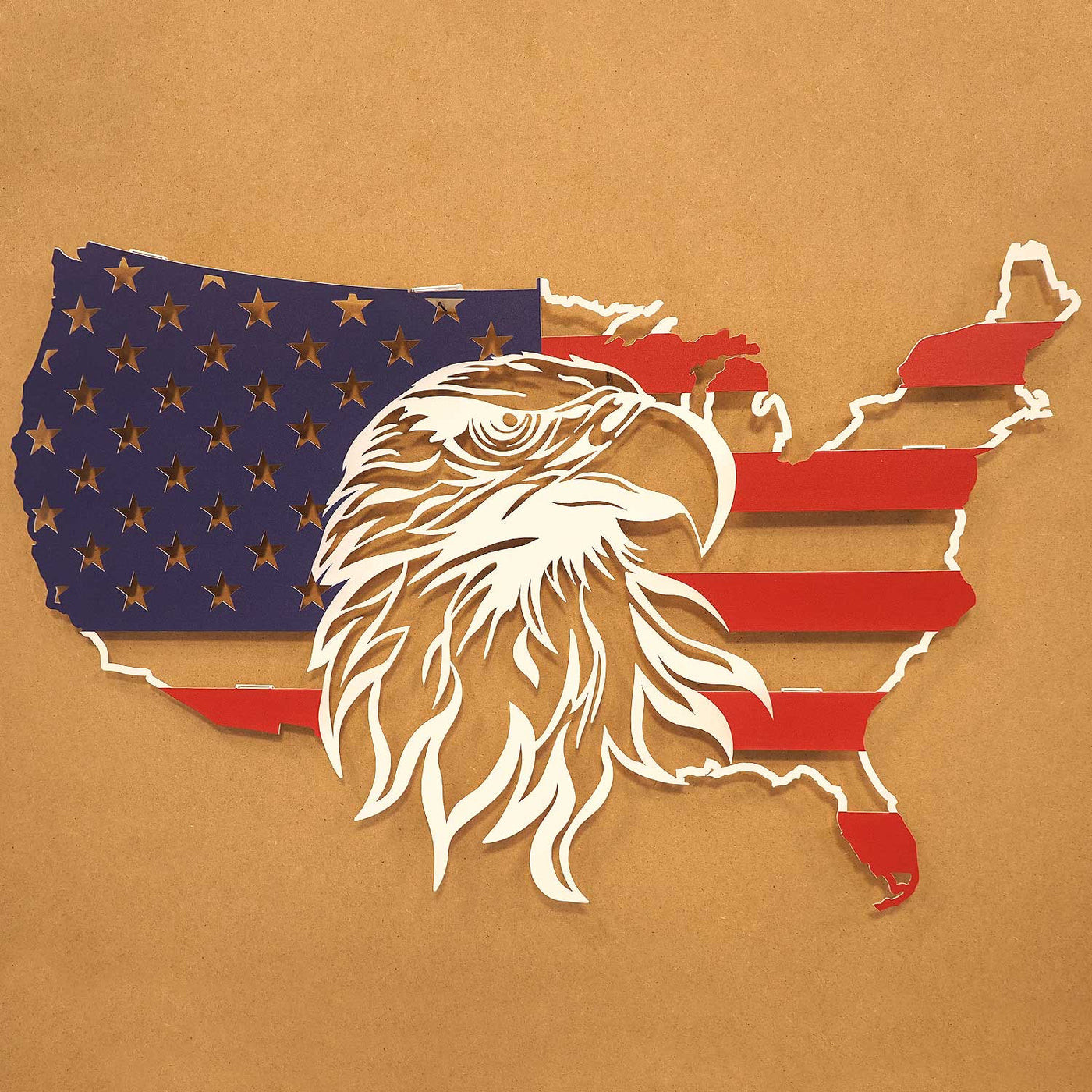Eagle and American Flag Metal Painting Colorart - Flag Decor