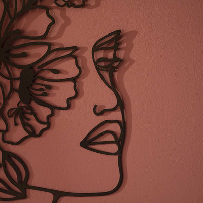 Floral Face Line Metal Wall Art - APT546