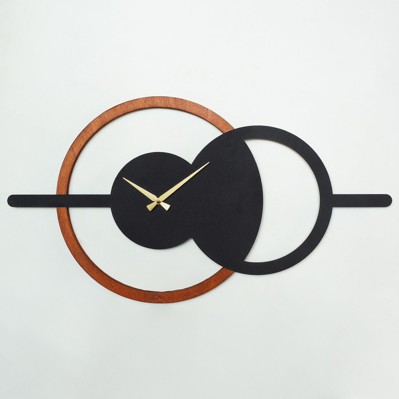 Geometric Wooden Metal Wall Clock