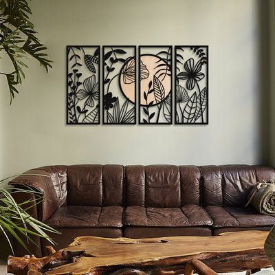 Ginkgo Wood Set of 4 Metal Wall Art - APT601