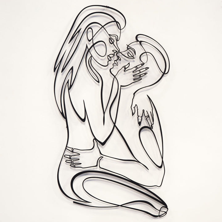 Male and Female Silhouette Metal Line Art