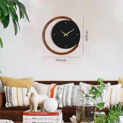 Moon Time Wooden Metal Wall Clock - APS117