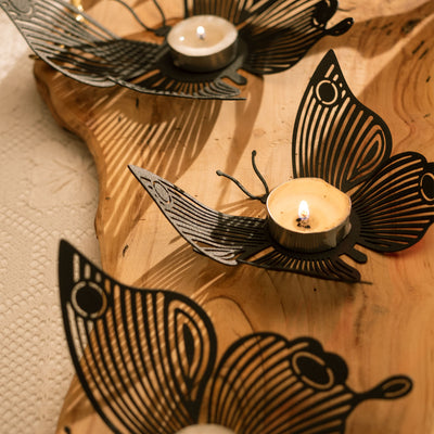 Butterfly, Metal Tealight Holder, Set of 3, Gift, Home Decoration, Metal Art, Modern Design