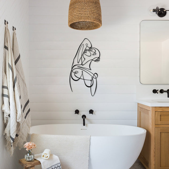 Woman Body Silhouette Metal Line Art - APT593